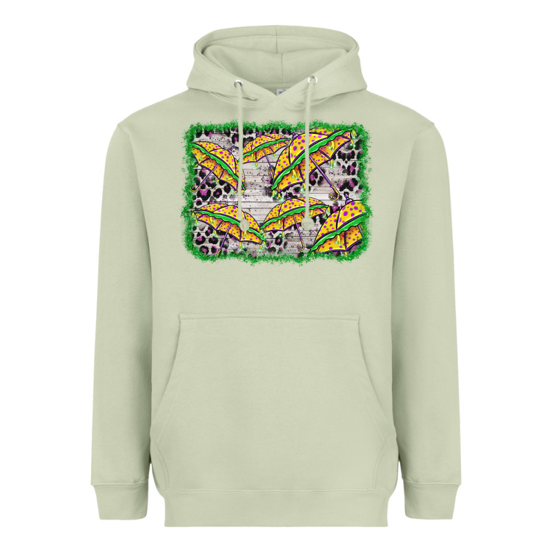 Mardi Gras Umbrella Background Heavyweight Hoodie by BarkalooDesign | Teevron