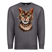 Charcoal Heather Bengal Cat Face Premium Sweatshirt - LillyAllenDesigns