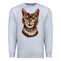 Heather Grey Bengal Cat Face Premium Sweatshirt - LillyAllenDesigns
