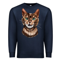 Navy Bengal Cat Face Premium Sweatshirt - LillyAllenDesigns