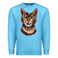 Ocean Blue Bengal Cat Face Premium Sweatshirt - LillyAllenDesigns