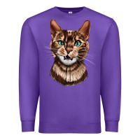 Purple Bengal Cat Face Premium Sweatshirt - LillyAllenDesigns