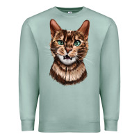 Seafoam Bengal Cat Face Premium Sweatshirt - LillyAllenDesigns