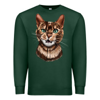 Sports Green Bengal Cat Face Premium Sweatshirt - LillyAllenDesigns
