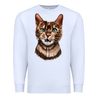 White Bengal Cat Face Premium Sweatshirt - LillyAllenDesigns
