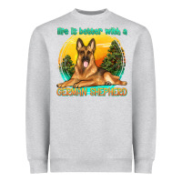 Heather Grey life is better with a german shepherd Heavyweight Sweatshirt - texasbilliewilder