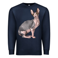 Navy Sphynx Cat Premium Sweatshirt - LillyAllenDesigns