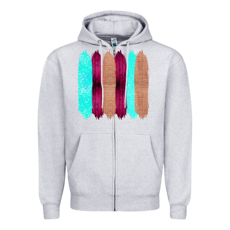 Colored Farm Life Purple Wood Jute Cyan Glitter Brush Strokes Zipper Hoodie by Bettercallsaul | Teevron