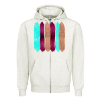 Oatmeal Heather Colored Farm Life Purple Wood Jute Cyan Glitter Brush Strokes Zipper Hoodie - Bettercallsaul