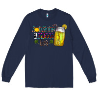 Navy sunshine & sweet tea Long Sleeve Tee - CowhideDigitalArt