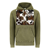 Vintage Olive cowhide and leopard pattern Vintage Hoodie - RanaPortraitStore