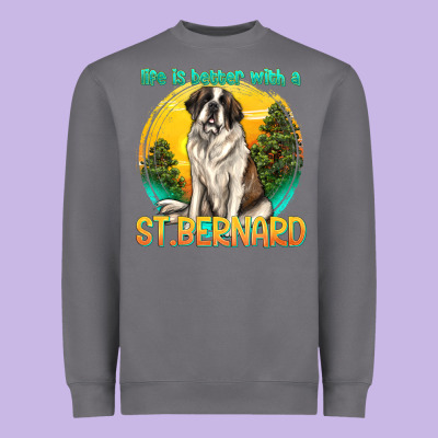 Life Is Better With A St.bernard Heavyweight Sweatshirt Designed By Texasbilliewilder