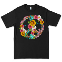 Black floral peace sign with gemstone Premium Tee - Artiststas
