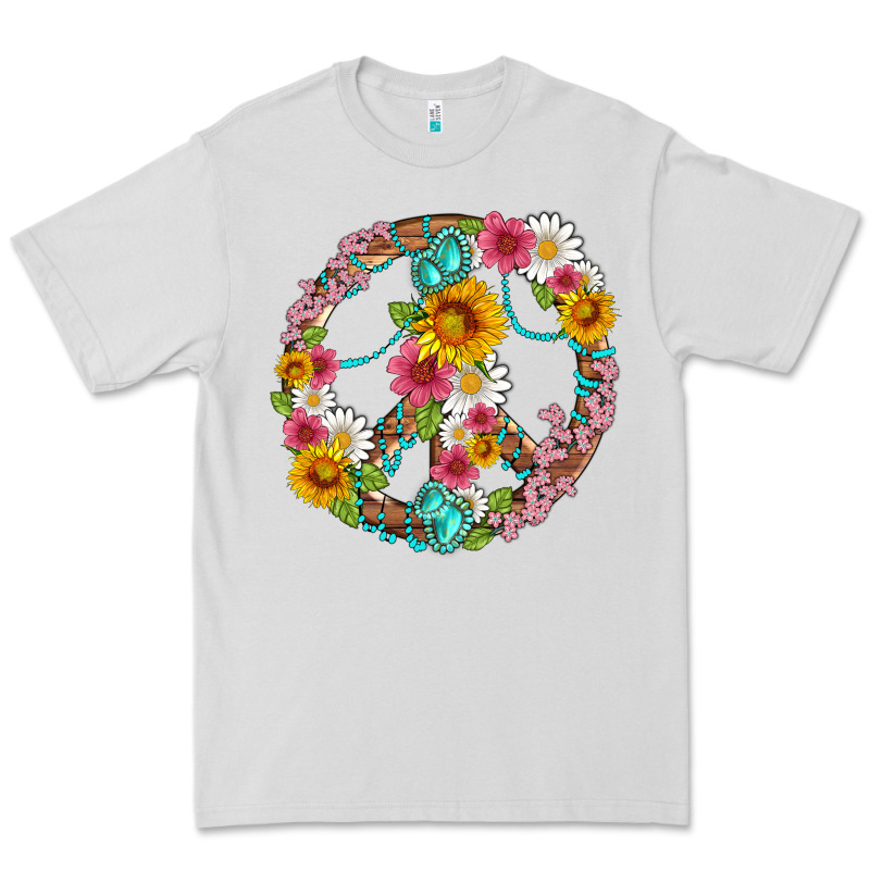 Floral Peace Sign With Gemstone Premium Tee by Artiststas | Teevron