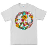 Dove Grey floral peace sign with gemstone Premium Tee - Artiststas