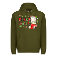 Army Green merry what christmas cat Premium Hoodie - MaliasSmallBusiness