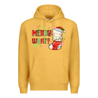 Mustard merry what christmas cat Premium Hoodie - MaliasSmallBusiness
