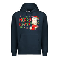 Navy merry what christmas cat Premium Hoodie - MaliasSmallBusiness