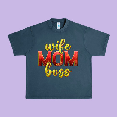 Wife Mom Boss Urban Heavy Tee Designed By Texasbilliewilder
