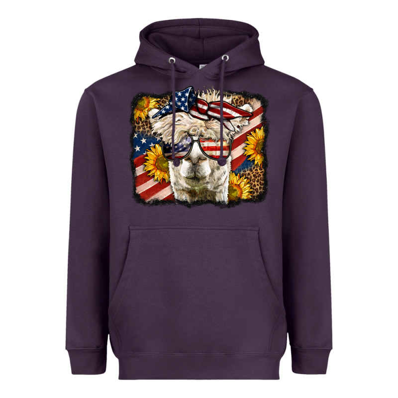 4th Of July Llama Heavyweight Hoodie by LillyAllenDesigns | Teevron