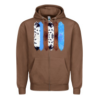 Chestnut Western Farm Life Cowhide Wood Blue Glitter Brush Stroke Zipper Hoodie - Bettercallsaul