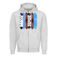 Dove Grey Western Farm Life Cowhide Wood Blue Glitter Brush Stroke Zipper Hoodie - Bettercallsaul
