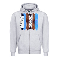 Heather Grey Western Farm Life Cowhide Wood Blue Glitter Brush Stroke Zipper Hoodie - Bettercallsaul
