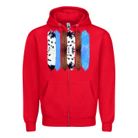 Red Western Farm Life Cowhide Wood Blue Glitter Brush Stroke Zipper Hoodie - Bettercallsaul