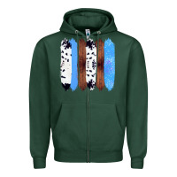Sports Green Western Farm Life Cowhide Wood Blue Glitter Brush Stroke Zipper Hoodie - Bettercallsaul