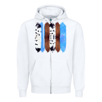 White Western Farm Life Cowhide Wood Blue Glitter Brush Stroke Zipper Hoodie - Bettercallsaul