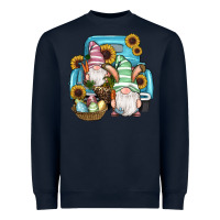 Navy Easter Gnomes Egg Sunflowers Truck Heavyweight Sweatshirt - RanaPortraitStore