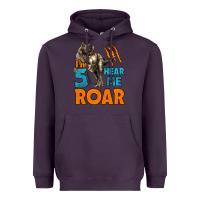 Plum i'm five hear me roar dinosaur birthday Heavyweight Hoodie - LillyAllenDesigns