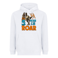 White i'm five hear me roar dinosaur birthday Heavyweight Hoodie - LillyAllenDesigns