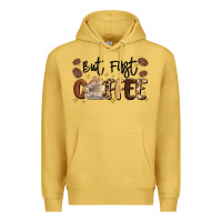 Antique Gold but first coffee Premium Hoodie - MaliasSmallBusiness