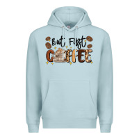 Blue Mist but first coffee Premium Hoodie - MaliasSmallBusiness