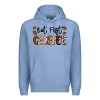 Colony Blue but first coffee Premium Hoodie - MaliasSmallBusiness