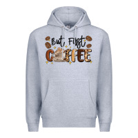 Heather Grey but first coffee Premium Hoodie - MaliasSmallBusiness