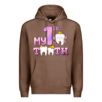 Chestnut my first tooth with teeth for girls Premium Hoodie - AdoDesignShop