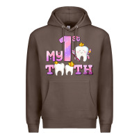 Coffee my first tooth with teeth for girls Premium Hoodie - AdoDesignShop