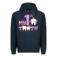 Navy my first tooth with teeth for girls Premium Hoodie - AdoDesignShop