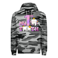 Slate Camo my first tooth with teeth for girls Premium Hoodie - AdoDesignShop