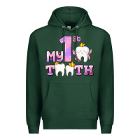 Sports Green my first tooth with teeth for girls Premium Hoodie - AdoDesignShop