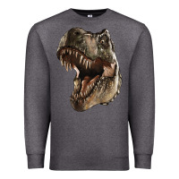 Charcoal Heather Tyrannosaurus T Rex Face Premium Sweatshirt - LillyAllenDesigns