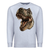 Heather Grey Tyrannosaurus T Rex Face Premium Sweatshirt - LillyAllenDesigns