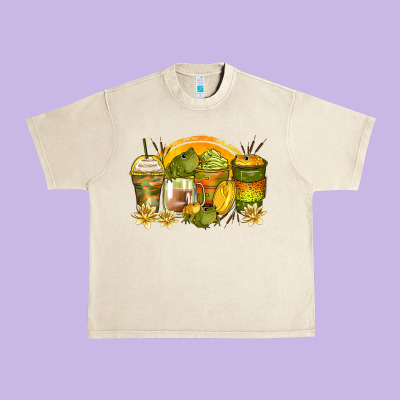 Frog Coffee Cups Urban Heavy Tee Designed By Zillion Design Studio