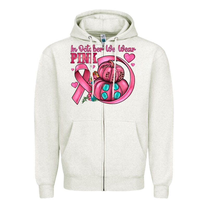 In October We Wear Pink Zipper Hoodie by JahusDesignShop | Teevron