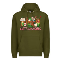 Army Green chicken   coffee cups Premium Hoodie - MaliasSmallBusiness