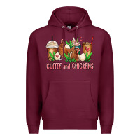 Burgundy chicken   coffee cups Premium Hoodie - MaliasSmallBusiness