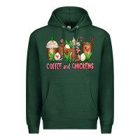 Sports Green chicken   coffee cups Premium Hoodie - MaliasSmallBusiness