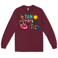 Burgundy Tan Tipsy Long Sleeve Tee - CowhideDigitalArt